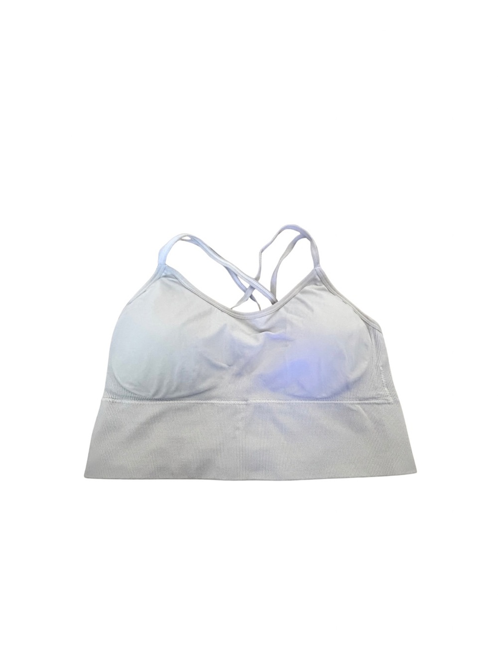 White Seamless Criss Cross Padded Sports Bra